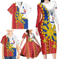 Philippines Independence Day Family Matching Long Sleeve Bodycon Dress and Hawaiian Shirt Pilipinas Sun Stars Igorot Pattern LT14 - Polynesian Pride