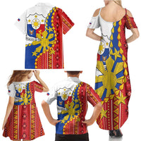 Philippines Independence Day Family Matching Summer Maxi Dress and Hawaiian Shirt Pilipinas Sun Stars Igorot Pattern LT14 - Polynesian Pride