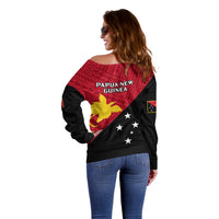 Papua New Guinea Football Off Shoulder Sweater Go PNG Polynesian Pattern Sporty Style LT14 - Polynesian Pride