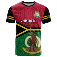 Vanuatu Football T Shirt Vanuatuan Coat of Arm Polynesian Flag Style LT14 Red - Polynesian Pride