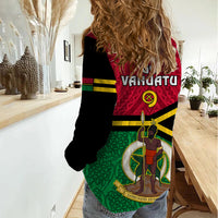 Vanuatu Football Women Casual Shirt Vanuatuan Coat Of Arm Polynesian Flag Style LT14 - Polynesian Pride