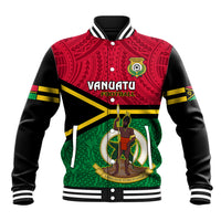 Personalised Vanuatu Football Baseball Jacket Vanuatuan Coat Of Arm Polynesian Flag Style LT14 Unisex Red - Polynesian Pride