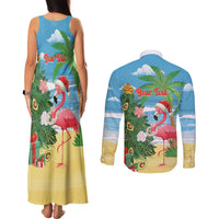 Flamingo Hawaii Summer Christmas Personalized Couples Matching Tank Maxi Dress and Long Sleeve Button Shirt Mele Kalikimaka Beachy Vibes LT14 - Polynesian Pride