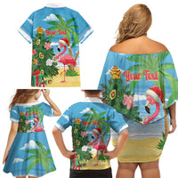 Flamingo Hawaii Summer Christmas Personalized Family Matching Off Shoulder Short Dress and Hawaiian Shirt Mele Kalikimaka Beachy Vibes LT14 - Polynesian Pride