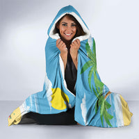 Flamingo Hawaii Summer Christmas Personalized Hooded Blanket Mele Kalikimaka Beachy Vibes