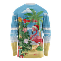 Flamingo Hawaii Summer Christmas Personalized Long Sleeve Shirt Mele Kalikimaka Beachy Vibes LT14 - Polynesian Pride