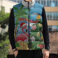 Flamingo Hawaii Summer Christmas Personalized Sleeveless Puffer Jacket Mele Kalikimaka Beachy Vibes