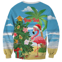 Flamingo Hawaii Summer Christmas Personalized Sweatshirt Mele Kalikimaka Beachy Vibes