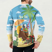 Chilling Parrot Hawaii Summer Christmas Personalized Button Sweatshirt It's 5 O'Clock Somewhere Beachy Vibes