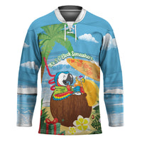 Chilling Parrot Hawaii Summer Christmas Personalized Hockey Jersey It's 5 O'Clock Somewhere Beachy Vibes
