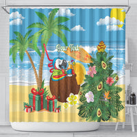Chilling Parrot Hawaii Summer Christmas Personalized Shower Curtain It's 5 O'Clock Somewhere Beachy Vibes