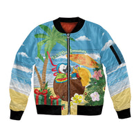 Chilling Parrot Hawaii Summer Christmas Personalized Sleeve Zip Bomber Jacket It's 5 O'Clock Somewhere Beachy Vibes