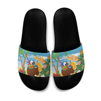 Chilling Parrot Hawaii Summer Christmas Personalized Slide Sandals It's 5 O'Clock Somewhere Beachy Vibes