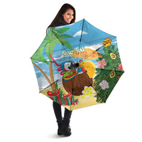 Chilling Parrot Hawaii Summer Christmas Personalized Umbrella It's 5 O'Clock Somewhere Beachy Vibes