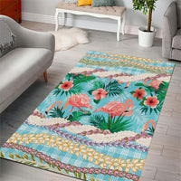 Flamingo Hawaii Summer Area Rug Hawaiian Lei Pakala Motifs Tropical Style LT14 - Polynesian Pride