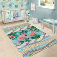 Flamingo Hawaii Summer Area Rug Hawaiian Lei Pakala Motifs Tropical Style LT14 - Polynesian Pride
