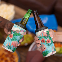 Flamingo Hawaii Summer 4 in 1 Can Cooler Tumbler Hawaiian Lei Pakala Motifs Tropical Style LT14 - Polynesian Pride
