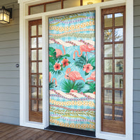Flamingo Hawaii Summer Door Cover Hawaiian Lei Pakala Motifs Tropical Style
