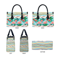 Flamingo Hawaii Summer Leather Bag Hawaiian Lei Pakala Motifs Tropical Style