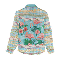Flamingo Hawaii Summer Women Casual Shirt Hawaiian Lei Pakala Motifs Tropical Style LT14 - Polynesian Pride