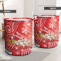 New Zealand Christmas In July Laundry Basket Funny Santa Sheep Meri Kirihimete Red LT14 - Polynesian Pride