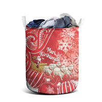 New Zealand Christmas In July Laundry Basket Funny Santa Sheep Meri Kirihimete Red LT14 - Polynesian Pride