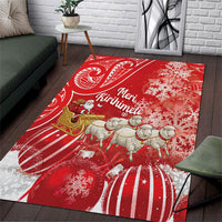 New Zealand Christmas In July Area Rug Funny Santa Sheep Meri Kirihimete Red LT14 Red - Polynesian Pride