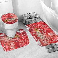 New Zealand Christmas In July Bathroom Set Funny Santa Sheep Meri Kirihimete Red LT14 Mat Set Only (3 pcs) One Size Red - Polynesian Pride