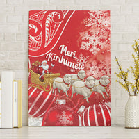 New Zealand Christmas In July Canvas Wall Art Funny Santa Sheep Meri Kirihimete Red LT14 Without Frame Red - Polynesian Pride