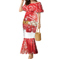 New Zealand Christmas In July Personalised Family Matching Mermaid Dress and Hawaiian Shirt Funny Santa Sheep Meri Kirihimete Red LT14 Mom's Dress Red - Polynesian Pride