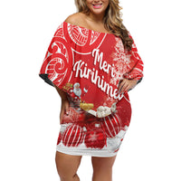 New Zealand Christmas In July Personalised Family Matching Off Shoulder Short Dress and Hawaiian Shirt Funny Santa Sheep Meri Kirihimete Red LT14 Mom's Dress Red - Polynesian Pride