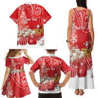 New Zealand Christmas In July Personalised Family Matching Tank Maxi Dress and Hawaiian Shirt Funny Santa Sheep Meri Kirihimete Red LT14 - Polynesian Pride