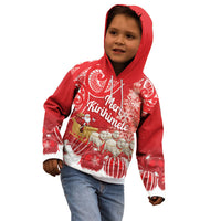 New Zealand Christmas In July Personalised Kid Hoodie Funny Santa Sheep Meri Kirihimete Red LT14 - Polynesian Pride