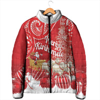 New Zealand Christmas In July Personalised Padded Jacket Funny Santa Sheep Meri Kirihimete Red LT14 - Polynesian Pride