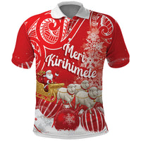 New Zealand Christmas In July Personalised Polo Shirt Funny Santa Sheep Meri Kirihimete Red LT14 Red - Polynesian Pride