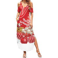 New Zealand Christmas In July Personalised Summer Maxi Dress Funny Santa Sheep Meri Kirihimete Red LT14 Women Red - Polynesian Pride