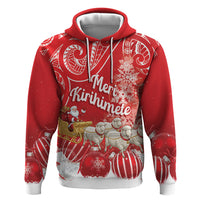 New Zealand Christmas In July Personalised Zip Hoodie Funny Santa Sheep Meri Kirihimete Red LT14 Pullover Hoodie Red - Polynesian Pride