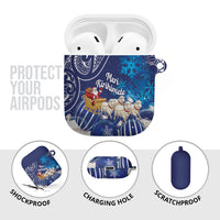New Zealand Christmas In July AirPods Case Funny Santa Sheep Meri Kirihimete Blue LT14 - Polynesian Pride