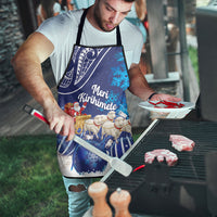 New Zealand Christmas In July Apron Funny Santa Sheep Meri Kirihimete Blue LT14 - Polynesian Pride