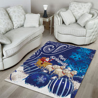 New Zealand Christmas In July Area Rug Funny Santa Sheep Meri Kirihimete Blue LT14 - Polynesian Pride