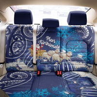 New Zealand Christmas In July Back Car Seat Cover Funny Santa Sheep Meri Kirihimete Blue LT14 - Polynesian Pride