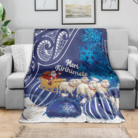 New Zealand Christmas In July Blanket Funny Santa Sheep Meri Kirihimete Blue LT14 - Polynesian Pride
