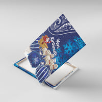New Zealand Christmas In July Canvas Wall Art Funny Santa Sheep Meri Kirihimete Blue LT14 With Frame Blue - Polynesian Pride