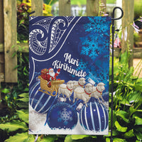 New Zealand Christmas In July Garden Flag Funny Santa Sheep Meri Kirihimete Blue LT14 Garden Flag Blue - Polynesian Pride