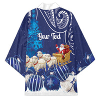 New Zealand Christmas In July Personalised Kimono Funny Santa Sheep Meri Kirihimete Blue LT14 - Polynesian Pride