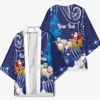 New Zealand Christmas In July Personalised Kimono Funny Santa Sheep Meri Kirihimete Blue LT14 - Polynesian Pride