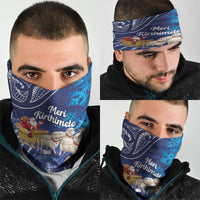 New Zealand Christmas In July Neck Gaiter Funny Santa Sheep Meri Kirihimete Blue LT14 - Polynesian Pride
