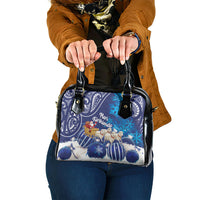 New Zealand Christmas In July Shoulder Handbag Funny Santa Sheep Meri Kirihimete Blue LT14 One Size Blue - Polynesian Pride