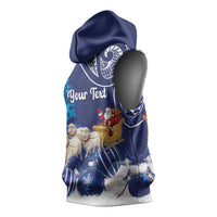 New Zealand Christmas In July Personalised Sleeveless Hoodie Funny Santa Sheep Meri Kirihimete Blue LT14 - Polynesian Pride