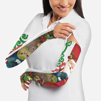 Meri Kirihimete New Zealand Personalised Arm Sleeves Cute Santa NZ Animals and Pohutukawa LT14 - Polynesian Pride